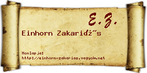 Einhorn Zakariás névjegykártya